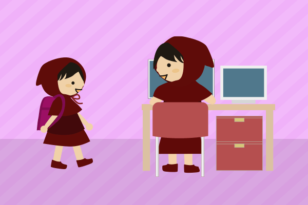 子供が帰宅するイラスト