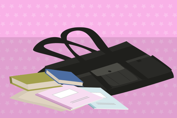 カバンとノートのイラスト