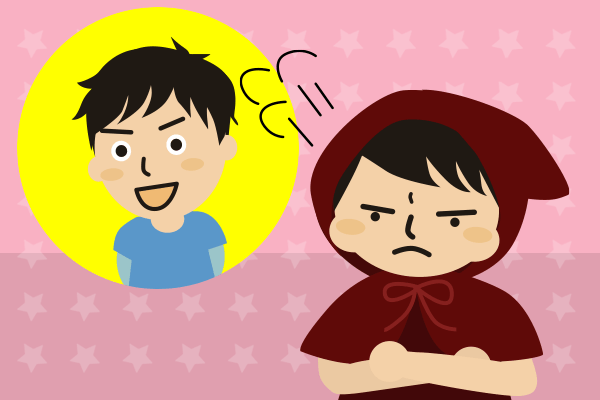 男の子にむかつく女の子のイラスト
