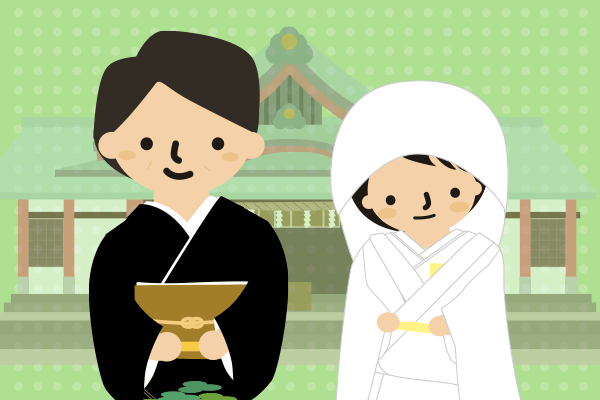 留袖の母とわたぼうしの新婦のイラスト