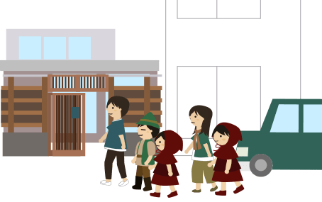 移動する人たちのイラスト