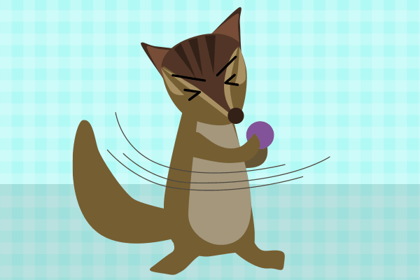 ぶどうをつかむリスのイラスト