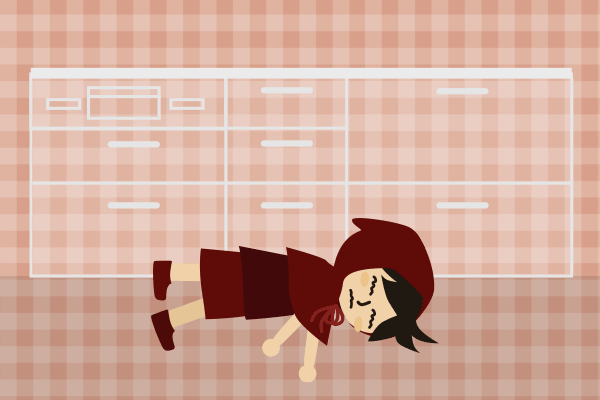 ゴロゴロする女の子のイラスト