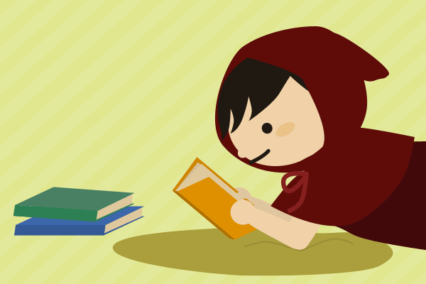 読書をする女の子のイラスト