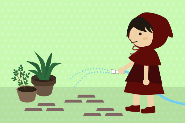 水やりをするイラスト