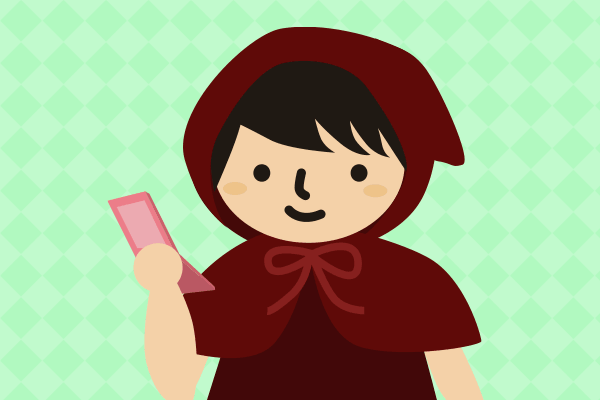 携帯を見る女性のイラスト