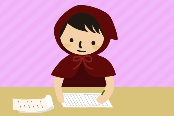 宿題をする女の子のイラスト