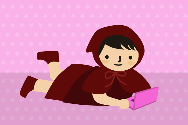 ゲームをする女の子のイラスト