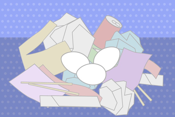 ゴミと鳥の卵のイラスト