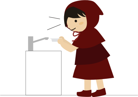 シンク前で思いつくイラスト