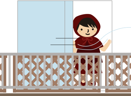 ベランダの戸を開けるイラスト
